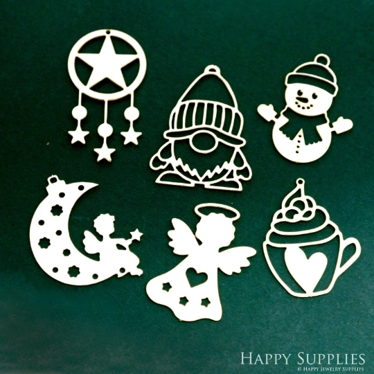 Stainless Steel Jewelry Charms, Christmas Stainless Steel Earring Charms, Stainless Steel Silver Jewelry Pendants, Stainless Steel Silver Jewelry Findings, Stainless Steel Pendants Jewelry Wholesale (SSD2461)