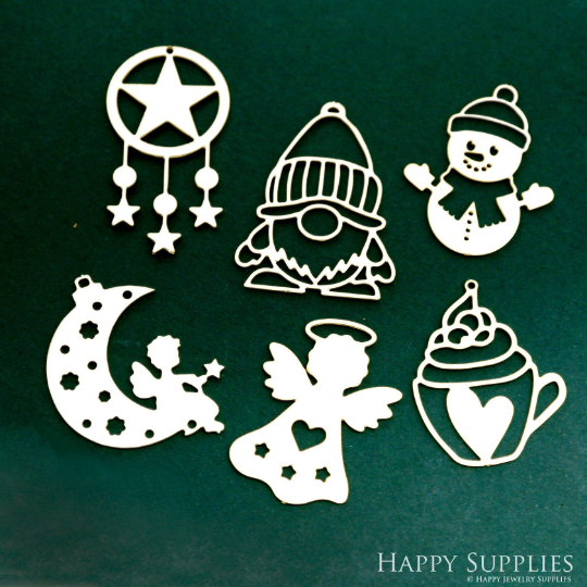 Stainless Steel Jewelry Charms, Christmas Stainless Steel Earring Charms, Stainless Steel Silver Jewelry Pendants, Stainless Steel Silver Jewelry Findings, Stainless Steel Pendants Jewelry Wholesale (SSD2461)