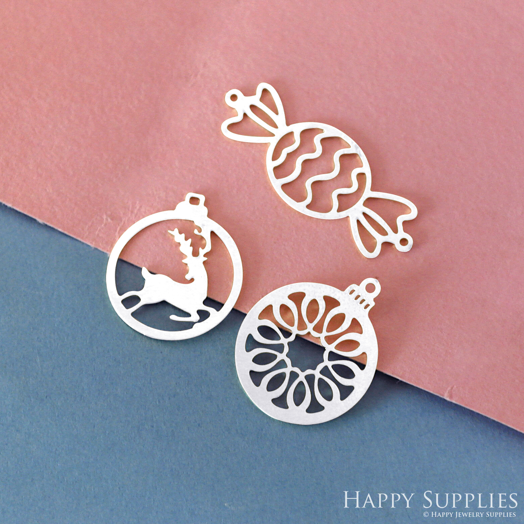 Stainless Steel Jewelry Charms, Christmas Stainless Steel Earring Charms, Stainless Steel Silver Jewelry Pendants, Stainless Steel Silver Jewelry Findings, Stainless Steel Pendants Jewelry Wholesale (SSD2472)