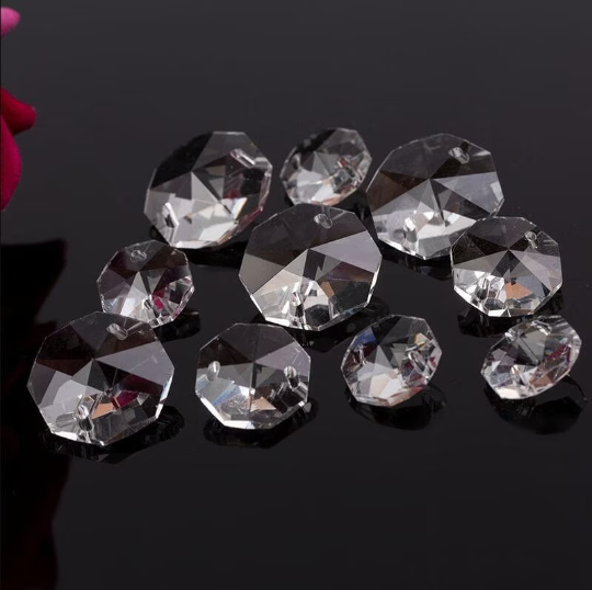 Hexagon Crystal Chandelier Beads, Sun Catchers Leaded Chandelier Crystal Suncatcher Beads Sun Catcher Supplies - 2-hole (TR-102)