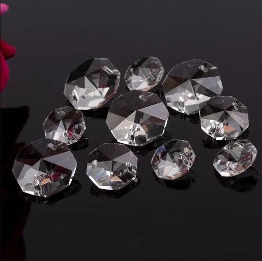 Hexagon Crystal Chandelier Beads 16mm, Sun Catchers Leaded Chandelier Crystal Suncatcher Beads Sun Catcher Supplies - 2-hole (TR-102)