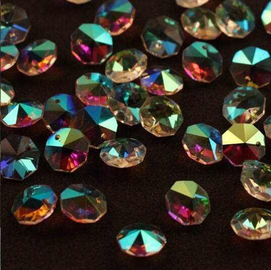 Hexagon Crystal Chandelier Beads, Sun Catchers Leaded Chandelier Crystal Suncatcher Beads Sun Catcher Supplies - 2-hole (TR-102)