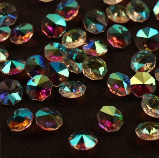 Hexagon Crystal Chandelier Beads 16mm, Sun Catchers Leaded Chandelier Crystal Suncatcher Beads Sun Catcher Supplies - 2-hole (TR-102)