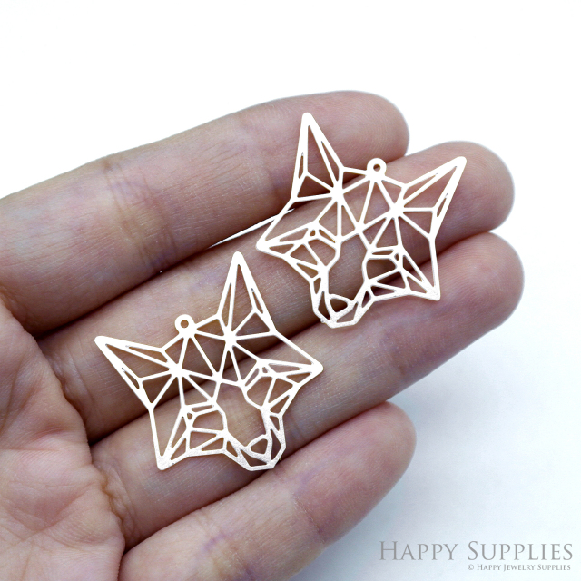 Stainless Steel Jewelry Charms, Fox Stainless Steel Earring Charms, Stainless Steel Silver Jewelry Pendants, Stainless Steel Silver Jewelry Findings, Stainless Steel Pendants Jewelry Wholesale (SSD2497)