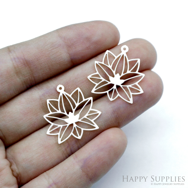 Stainless Steel Jewelry Charms, Lotus Stainless Steel Earring Charms, Stainless Steel Silver Jewelry Pendants, Stainless Steel Silver Jewelry Findings, Stainless Steel Pendants Jewelry Wholesale (SSD2501)