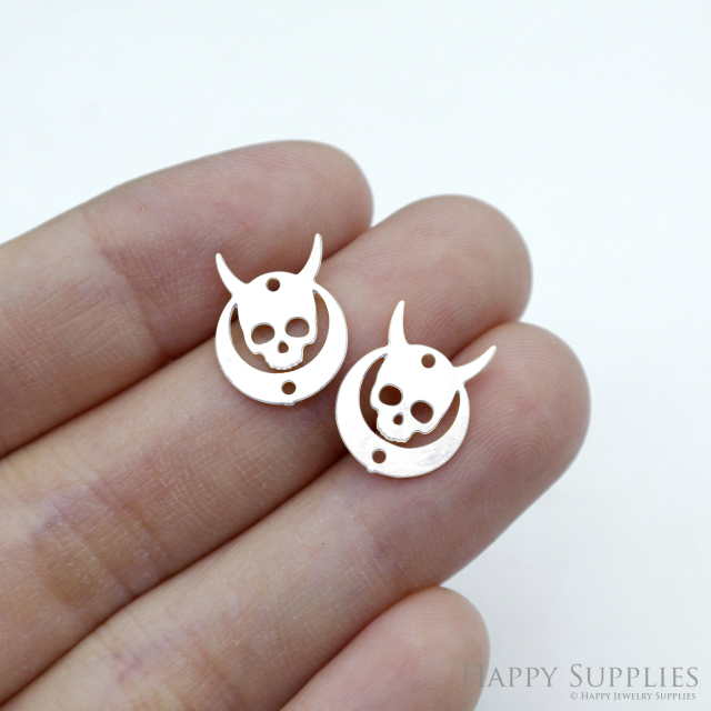 Stainless Steel Jewelry Charms, Skull Stainless Steel Earring Charms, Stainless Steel Silver Jewelry Pendants, Stainless Steel Silver Jewelry Findings, Stainless Steel Pendants Jewelry Wholesale (SSD2533)