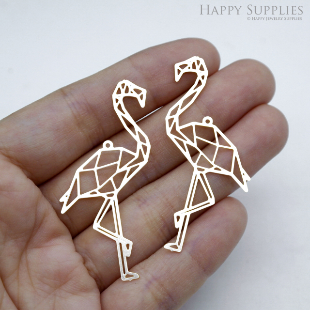 Stainless Steel Jewelry Charms, Cranes Stainless Steel Earring Charms, Stainless Steel Silver Jewelry Pendants, Stainless Steel Silver Jewelry Findings, Stainless Steel Pendants Jewelry Wholesale (SSD2535)