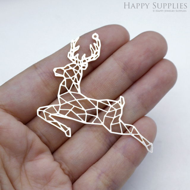 Stainless Steel Jewelry Charms, Deer Stainless Steel Earring Charms, Stainless Steel Silver Jewelry Pendants, Stainless Steel Silver Jewelry Findings, Stainless Steel Pendants Jewelry Wholesale (SSD2523)
