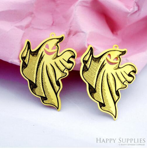 Making Jewelry Findings Stainless Steel Bead Metal Pendant Laser Cut Engraved Black Ghost Charms For DIY Necklace Earrings (ESD484)