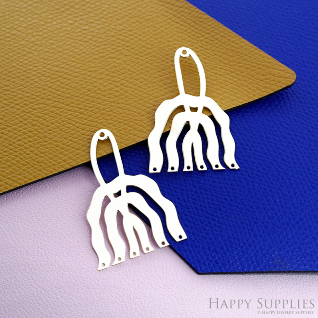 Stainless Steel Jewelry Charms, Water Ripple Stainless Steel Earring Charms, Stainless Steel Silver Jewelry Pendants, Stainless Steel Silver Jewelry Findings, Stainless Steel Pendants Jewelry Wholesale (SSD2543)