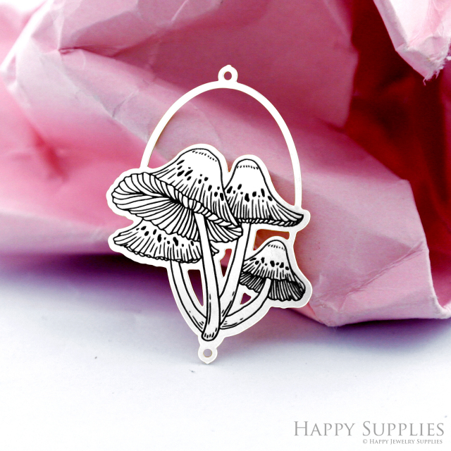 Making Jewelry Findings Stainless Steel Bead Metal Pendant Laser Cut Engraved Black Mushrooms Charms For DIY Necklace Earrings (ESD491)