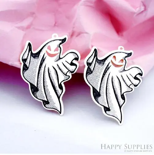 Making Jewelry Findings Raw Brass Bead Pendant Laser Cut Engraved Black Ghost Charm For DIY Necklace Earrings(ERD484)