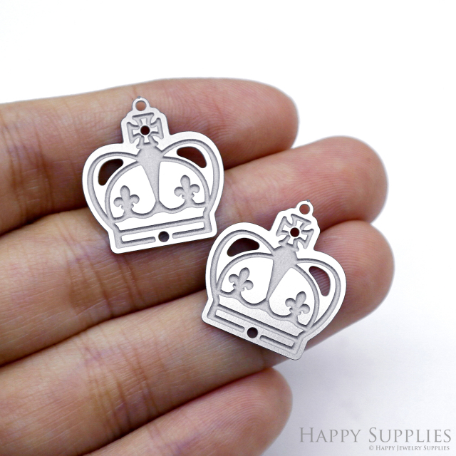 Corroded Stainless Steel Jewelry Charms, UK London Findings, Queen's Crown Corroded Stainless Steel Earring Charms, Corroded Stainless Steel Silver Jewelry Pendants, Corroded Stainless Steel Silver Jewelry Findings, Corroded Jewelry Wholesale (SSB759)
