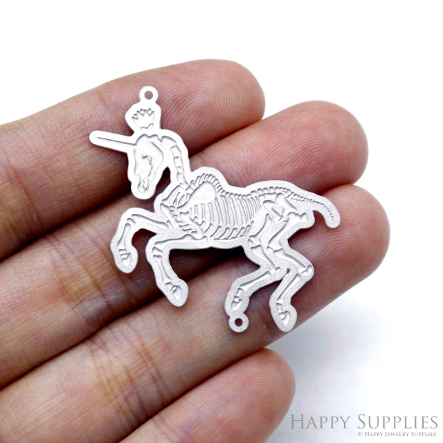 Corroded Stainless Steel Jewelry Charms, Unicorn Corroded Stainless Steel Earring Charms, Corroded Stainless Steel Silver Jewelry Pendants, Corroded Stainless Steel Silver Jewelry Findings, Corroded Stainless Steel Pendants Jewelry Wholesale (SSB731)