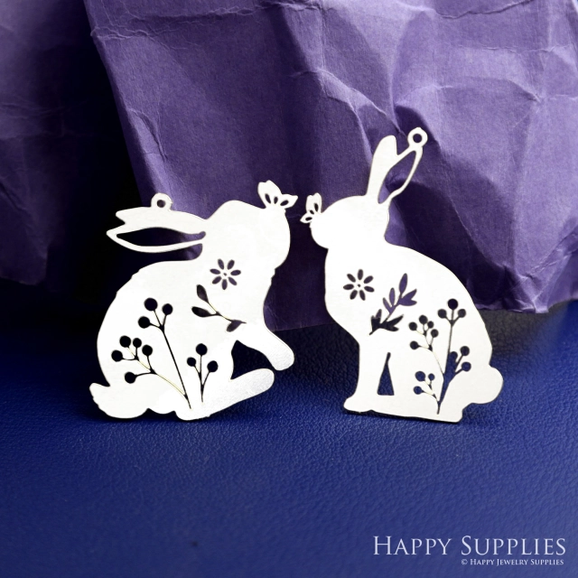 Stainless Steel Jewelry Charms, Rabbit Stainless Steel Earring Charms, Stainless Steel Silver Jewelry Pendants, Stainless Steel Silver Jewelry Findings, Stainless Steel Pendants Jewelry Wholesale (SSD2582)