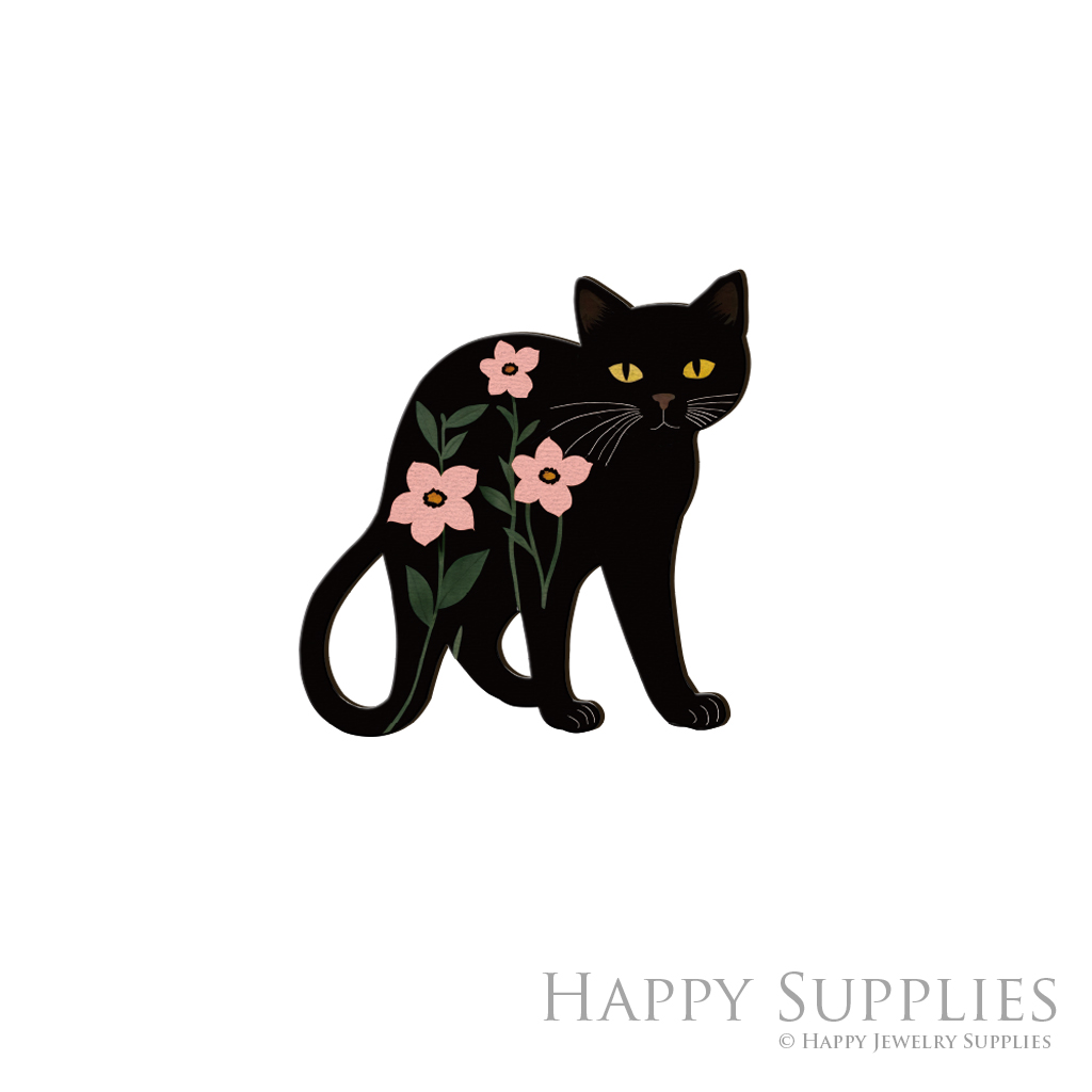 Handmade Jewelry Making Supplies Beads Cut Wooden Charm Cat For DIY Necklace Earring Brooch (CW937)