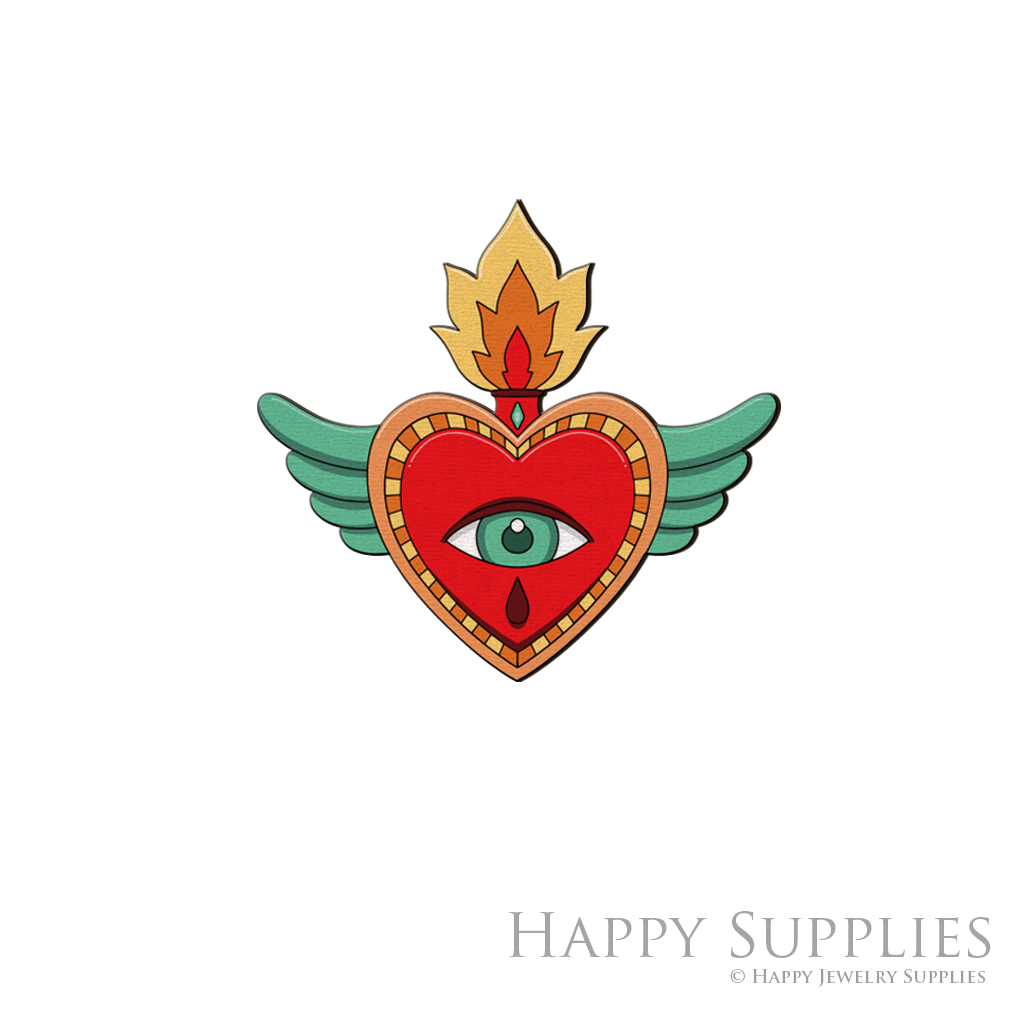 Handmade Jewelry Making Supplies Beads Cut Wooden Charm Eye Fire For DIY Necklace Earring Brooch (CW941)
