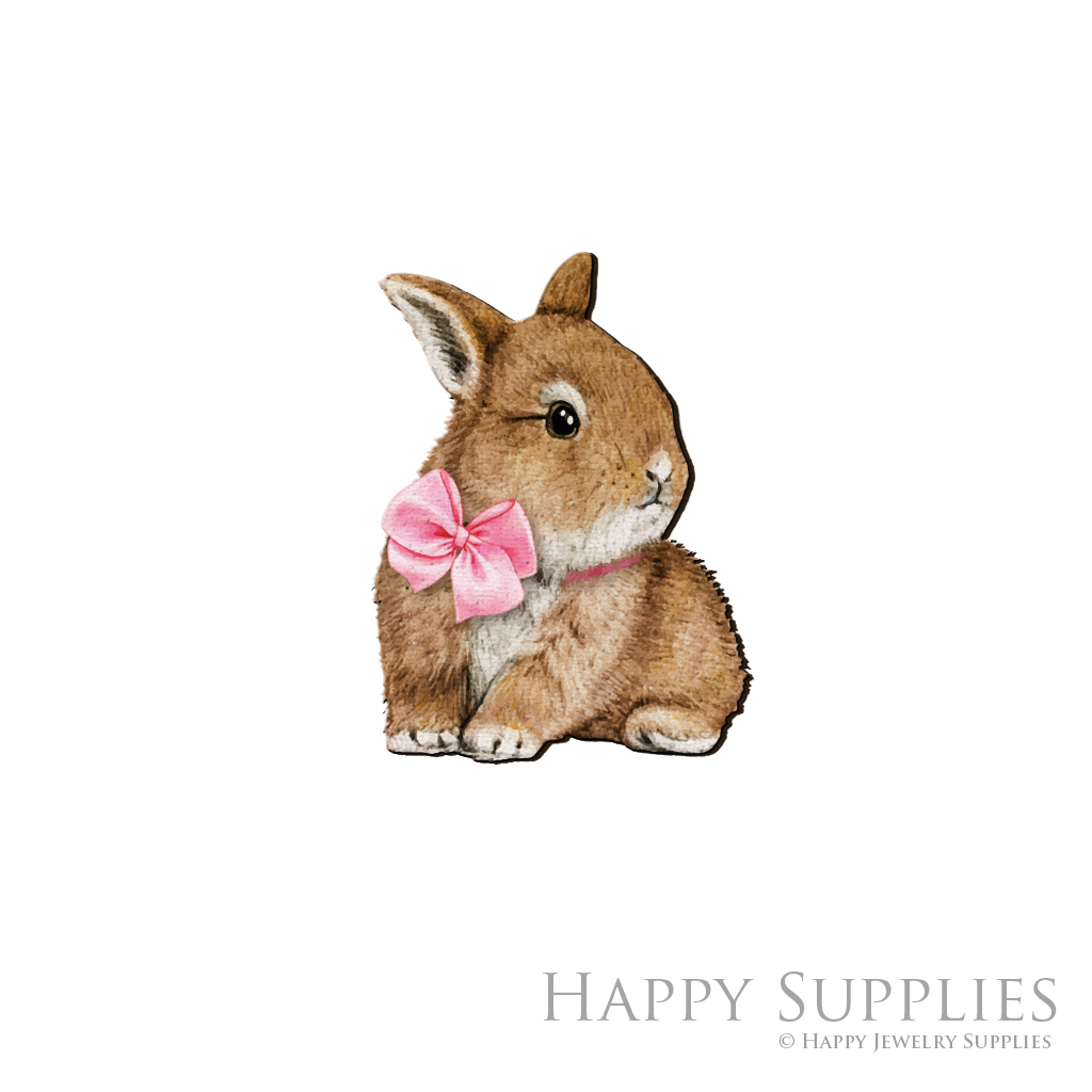 Handmade Jewelry Making Supplies Beads Cut Wooden Charm Rabbits For DIY Necklace Earring Brooch (CW959)