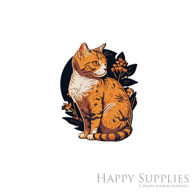 Handmade Jewelry Making Supplies Beads Cut Wooden Charm Cat For DIY Necklace Earring Brooch (CW954)