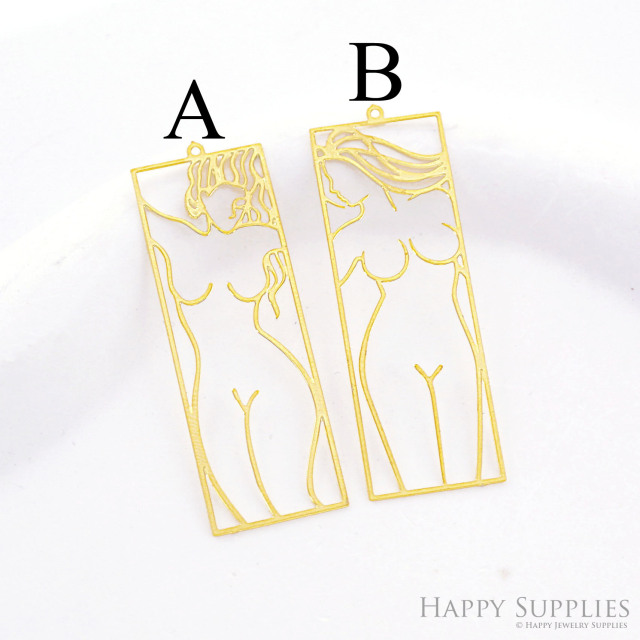 Brass Jewelry Charms, Woman Raw Brass Earring Charms, Brass Jewelry Pendants, Raw Brass Jewelry Findings, Brass Pendants Jewelry Wholesale (RD2610)
