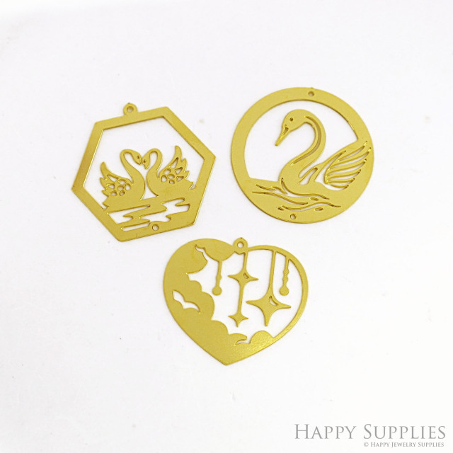 Brass Jewelry Charms, Swan Brass Earring Charms, Brass Jewelry Pendants, Raw Brass Jewelry Findings, Brass Pendants Jewelry Wholesale (RD2609)