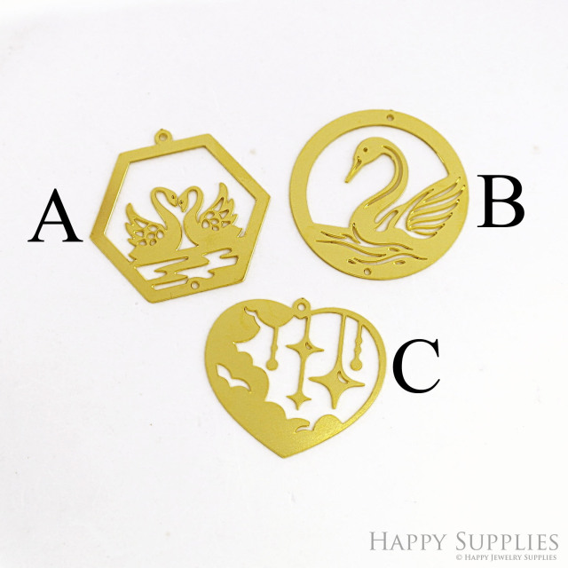 Brass Jewelry Charms, Swan Brass Earring Charms, Brass Jewelry Pendants, Raw Brass Jewelry Findings, Brass Pendants Jewelry Wholesale (RD2609)