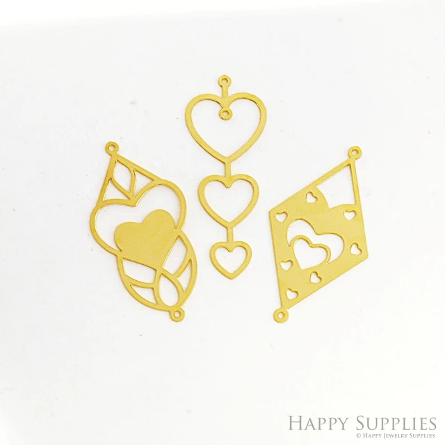 Brass Jewelry Charms, Heart Brass Earring Charms, Brass Jewelry Pendants, Raw Brass Jewelry Findings, Brass Pendants Jewelry Wholesale (RD2612)