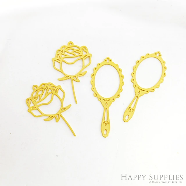 Brass Jewelry Charms, Mirror Rose Raw Brass Earring Charms, Brass Jewelry Pendants, Raw Brass Jewelry Findings, Brass Pendants Jewelry Wholesale (RD2613)