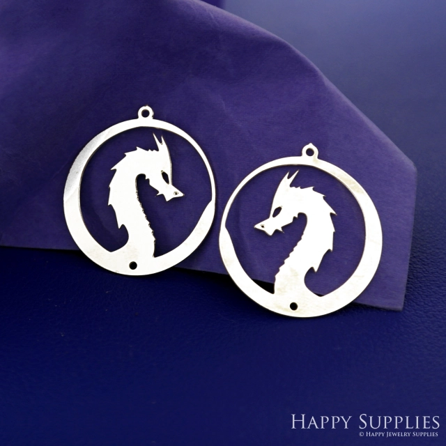 Stainless Steel Jewelry Charms, Dragon Loong Stainless Steel Earring Charms, Stainless Steel Silver Jewelry Pendants, Stainless Steel Silver Jewelry Findings, Stainless Steel Pendants Jewelry Wholesale (SSD2627)
