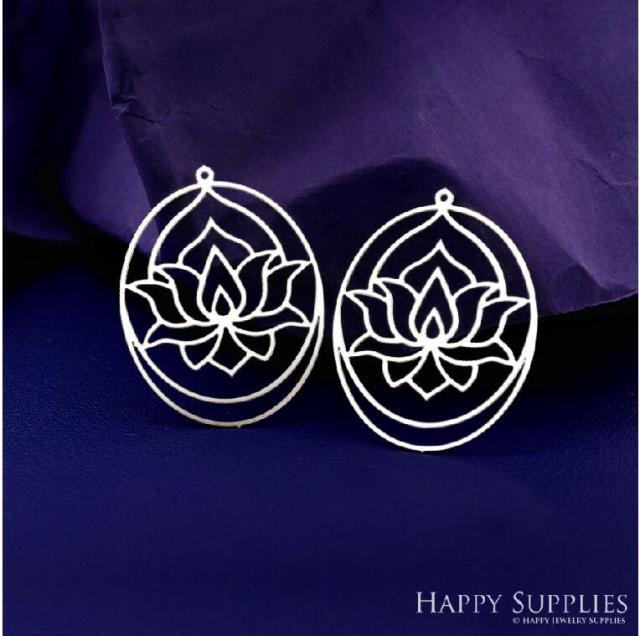 Stainless Steel Jewelry Charms, Lotus Stainless Steel Earring Charms, Stainless Steel Silver Jewelry Pendants, Stainless Steel Silver Jewelry Findings, Stainless Steel Pendants Jewelry Wholesale (SSD2650)