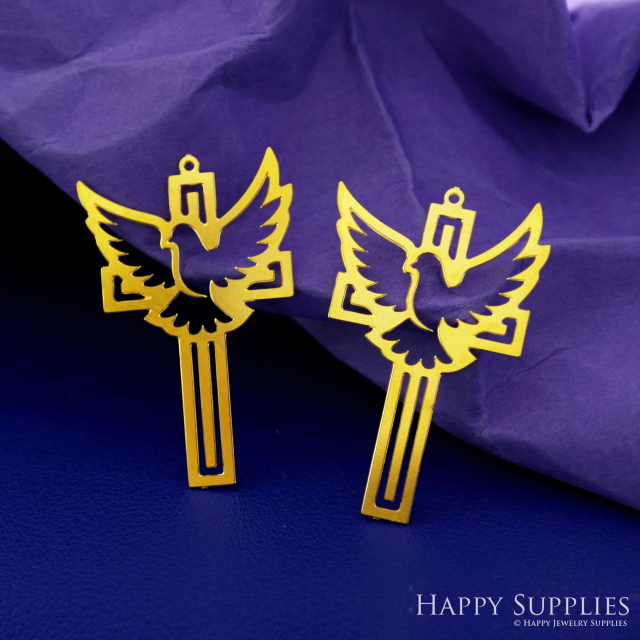 Stainless Steel Jewelry Charms, Bird Cross Stainless Steel Earring Charms, Stainless Steel Silver Jewelry Pendants, Stainless Steel Silver Jewelry Findings, Stainless Steel Pendants Jewelry Wholesale (SSD2665)