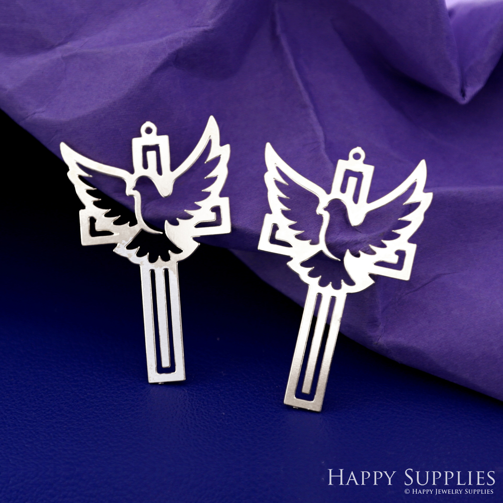 Stainless Steel Jewelry Charms, Bird Cross Stainless Steel Earring Charms, Stainless Steel Silver Jewelry Pendants, Stainless Steel Silver Jewelry Findings, Stainless Steel Pendants Jewelry Wholesale (SSD2665)