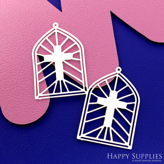 Stainless Steel Jewelry Charms, Church Window Stainless Steel Earring Charms, Stainless Steel Silver Jewelry Pendants, Stainless Steel Silver Jewelry Findings, Stainless Steel Pendants Jewelry Wholesale (SSD2666)