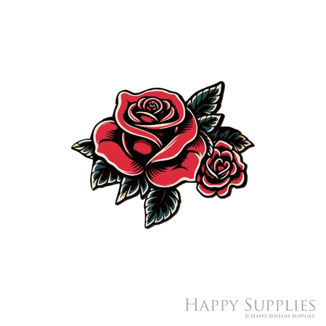Handmade Jewelry Making Supplies Beads Cut Wooden Rose Charm For DIY Necklace Earring Brooch (CW979)