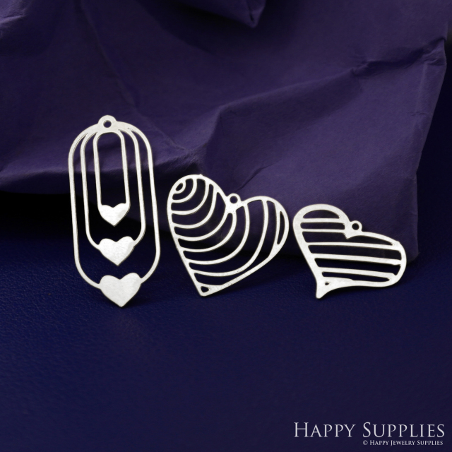 Stainless Steel Jewelry Charms, Heart Stainless Steel Earring Charms, Stainless Steel Silver Jewelry Pendants, Stainless Steel Silver Jewelry Findings, Stainless Steel Pendants Jewelry Wholesale (SSD2653)