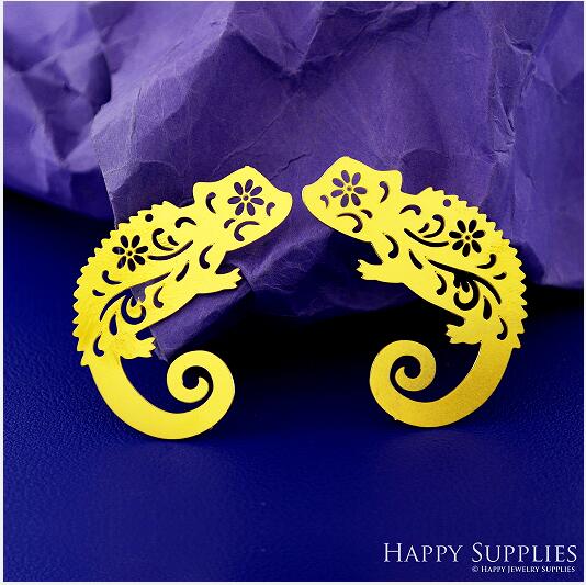 Stainless Steel Jewelry Charms, Raw Brass Charms, Lizard Stainless Steel Earring Charms, Stainless Steel Silver Jewelry Pendants, Stainless Steel Silver Jewelry Findings, Stainless Steel Pendants Jewelry Wholesale (D2754)