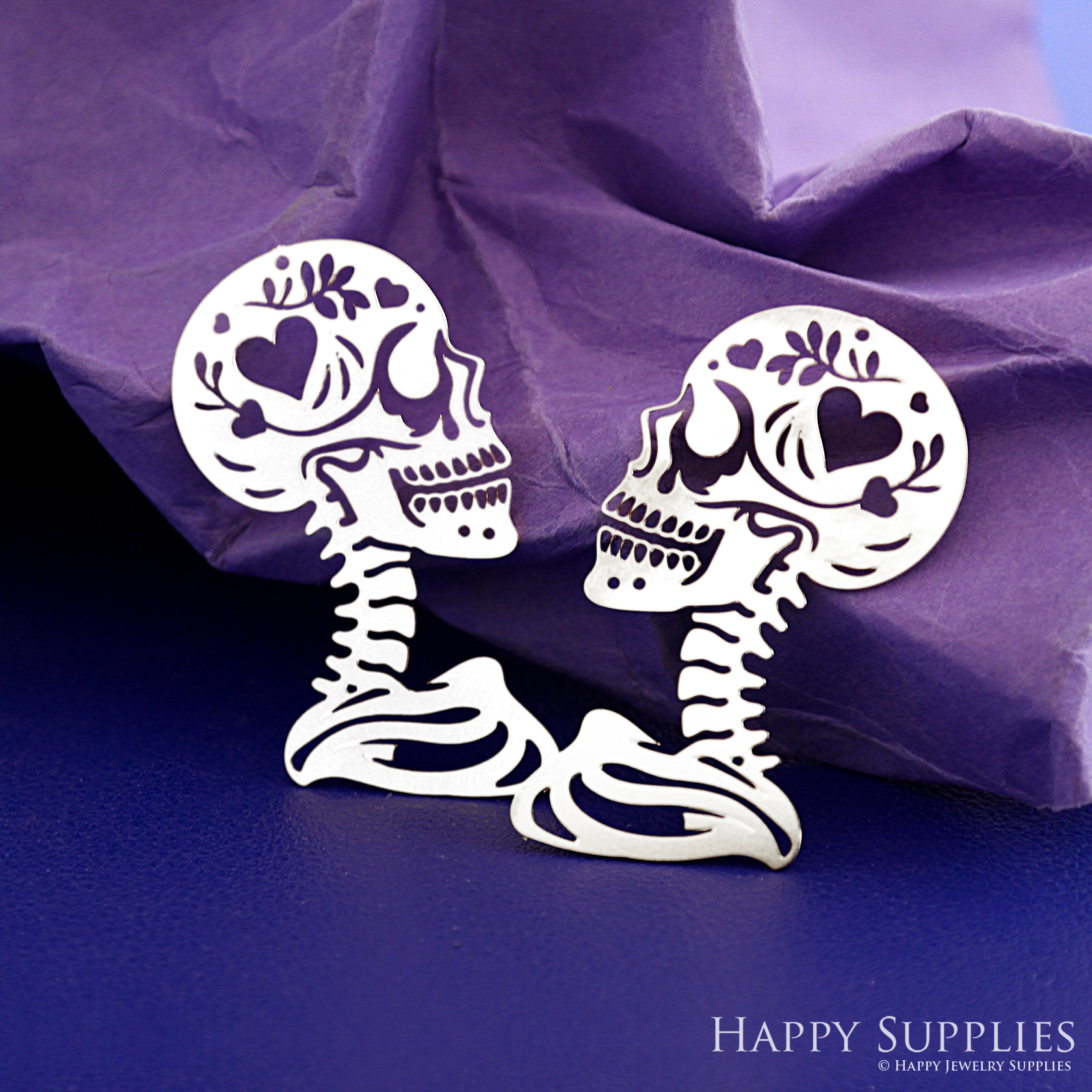 Stainless Steel Jewelry Charms, Raw Brass Charms, Skull Stainless Steel Earring Charms, Stainless Steel Silver Jewelry Pendants, Stainless Steel Silver Jewelry Findings, Stainless Steel Pendants Jewelry Wholesale (D2782)