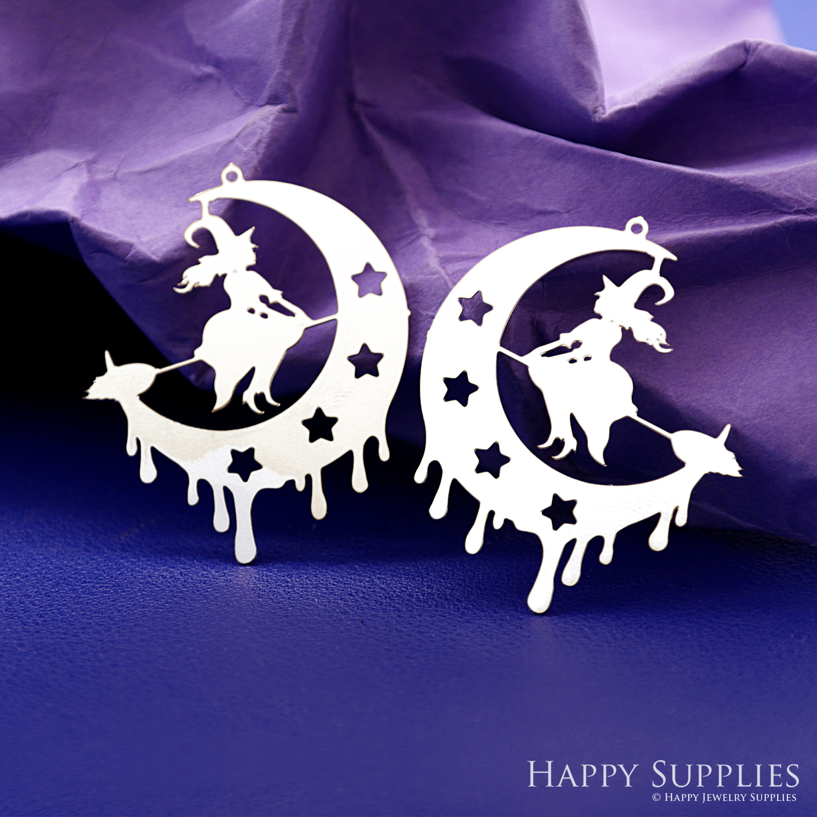Stainless Steel Jewelry Charms, Raw Brass Charms, Halloween Witch Stainless Steel Earring Charms, Stainless Steel Silver Jewelry Pendants, Stainless Steel Silver Jewelry Findings, Stainless Steel Pendants Jewelry Wholesale (D2785)