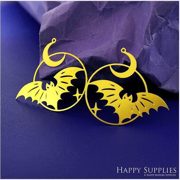 Stainless Steel Jewelry Charms, Halloween Bat Stainless Steel Earring Charms, Stainless Steel Silver Jewelry Pendants, Stainless Steel Silver Jewelry Findings, Stainless Steel Pendants Jewelry Wholesale (SSD2741)