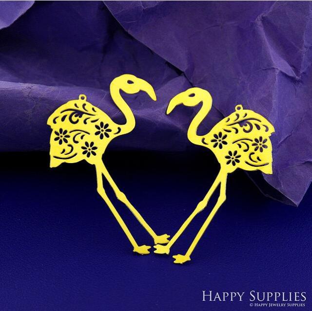 Stainless Steel Jewelry Charms, Flamingo Stainless Steel Earring Charms, Stainless Steel Silver Jewelry Pendants, Stainless Steel Silver Jewelry Findings, Stainless Steel Pendants Jewelry Wholesale (SSD2751)