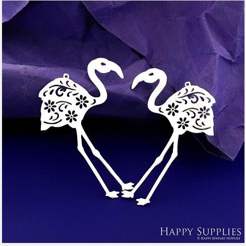 Stainless Steel Jewelry Charms, Flamingo Stainless Steel Earring Charms, Stainless Steel Silver Jewelry Pendants, Stainless Steel Silver Jewelry Findings, Stainless Steel Pendants Jewelry Wholesale (SSD2751)