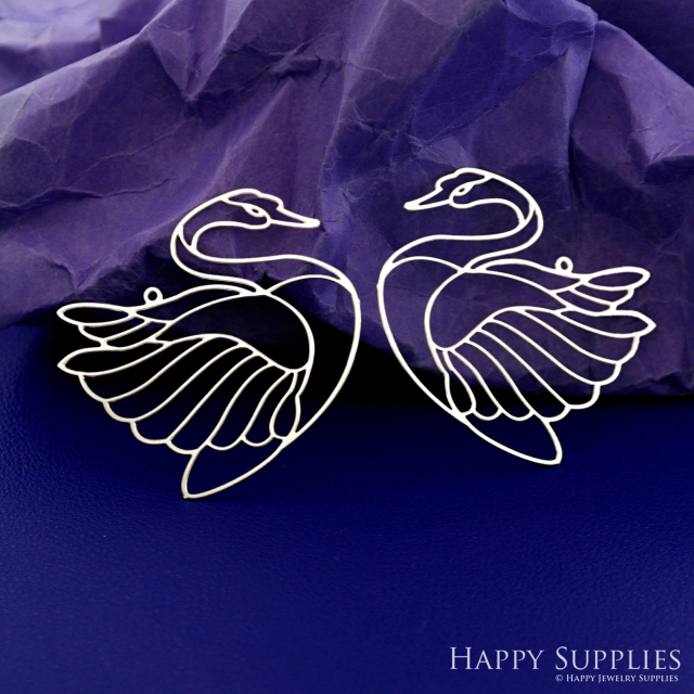 Stainless Steel Jewelry Charms, Swan Stainless Steel Earring Charms, Stainless Steel Silver Jewelry Pendants, Stainless Steel Silver Jewelry Findings, Stainless Steel Pendants Jewelry Wholesale (SSD2758)