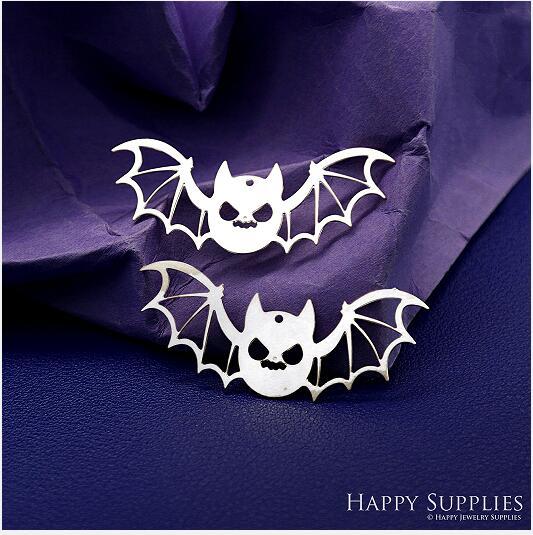 Stainless Steel Jewelry Charms, Halloween Bat Stainless Steel Earring Charms, Stainless Steel Silver Jewelry Pendants, Stainless Steel Silver Jewelry Findings, Stainless Steel Pendants Jewelry Wholesale (SSD2750)