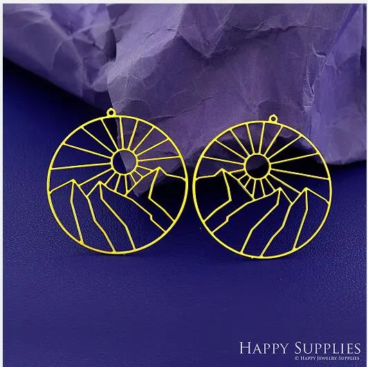 Stainless Steel Jewelry Charms, Sun Mountain Stainless Steel Earring Charms, Stainless Steel Silver Jewelry Pendants, Stainless Steel Silver Jewelry Findings, Stainless Steel Pendants Jewelry Wholesale (SSD2764)