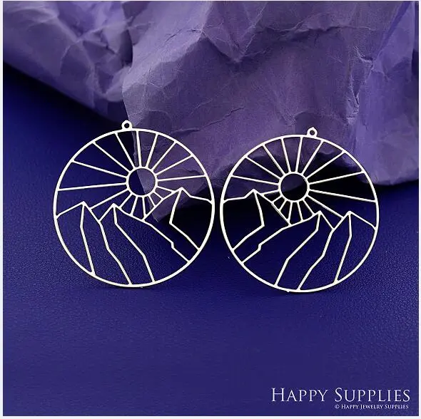 Stainless Steel Jewelry Charms, Sun Mountain Stainless Steel Earring Charms, Stainless Steel Silver Jewelry Pendants, Stainless Steel Silver Jewelry Findings, Stainless Steel Pendants Jewelry Wholesale (SSD2764)