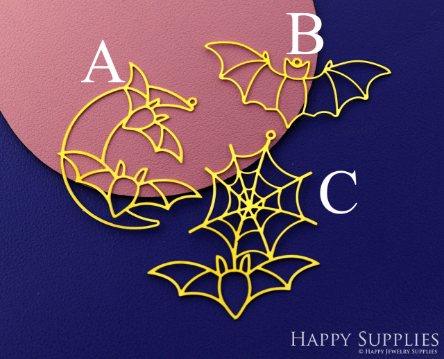 Stainless Steel Jewelry Charms, Halloween Bat Stainless Steel Earring Charms, Stainless Steel Silver Jewelry Pendants, Stainless Steel Silver Jewelry Findings, Stainless Steel Pendants Jewelry Wholesale (SSD2720)