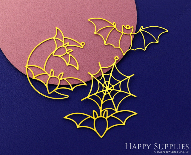 Stainless Steel Jewelry Charms, Halloween Bat Stainless Steel Earring Charms, Stainless Steel Silver Jewelry Pendants, Stainless Steel Silver Jewelry Findings, Stainless Steel Pendants Jewelry Wholesale (SSD2720)
