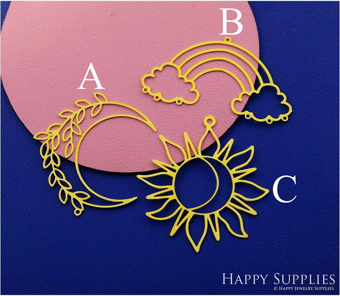 Stainless Steel Jewelry Charms, Moon Sun Cloud Stainless Steel Earring Charms, Stainless Steel Silver Jewelry Pendants, Stainless Steel Silver Jewelry Findings, Stainless Steel Pendants Jewelry Wholesale (D2712)