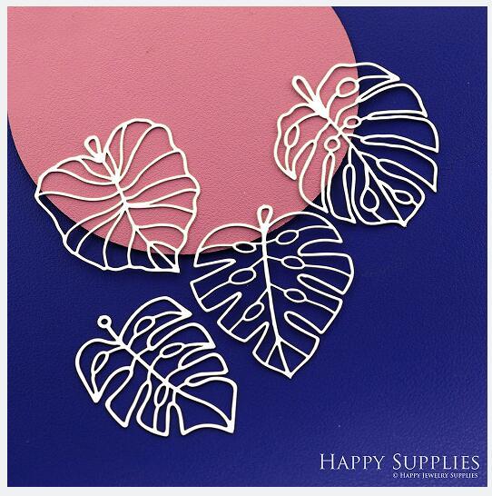 Stainless Steel Jewelry Charms, Monstera Leaf Stainless Steel Earring Charms, Stainless Steel Silver Jewelry Pendants, Stainless Steel Silver Jewelry Findings, Stainless Steel Pendants Jewelry Wholesale (SSD2714)