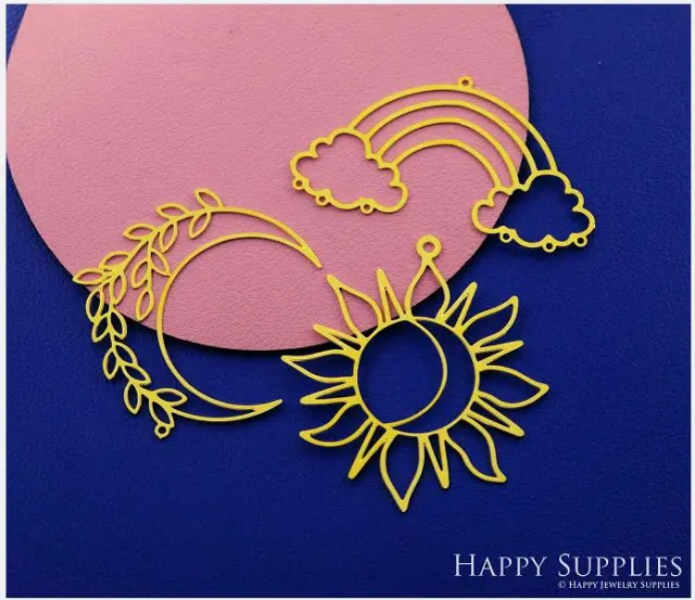 Stainless Steel Jewelry Charms, Moon Sun Cloud Stainless Steel Earring Charms, Stainless Steel Silver Jewelry Pendants, Stainless Steel Silver Jewelry Findings, Stainless Steel Pendants Jewelry Wholesale (SSD2712)